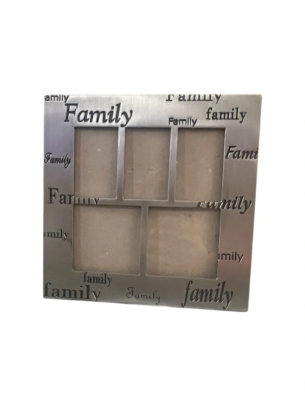 Family Multi-Photo Collage Picture Frame Silver Metal Look Home Décor
